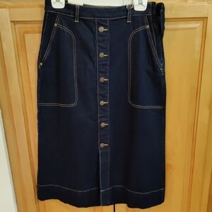 Denim Button-Front Skirt